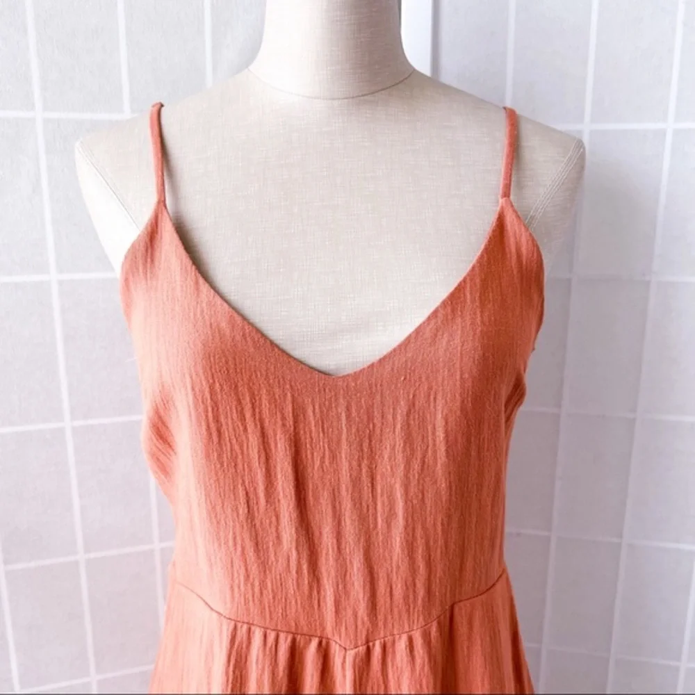 GIANNI BINI Orange Woven V Neck Cropped Wide Leg Jumpsuit - Picture 3 of 14